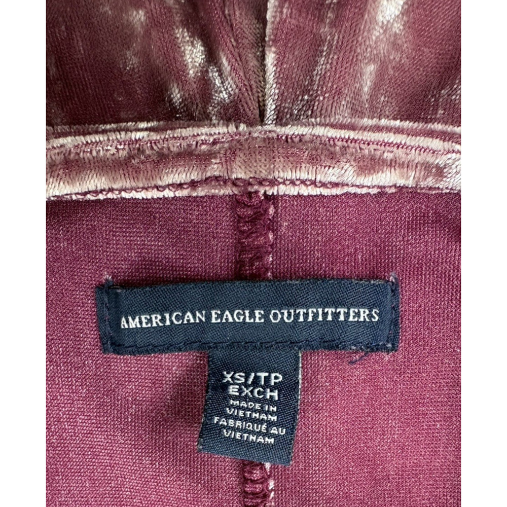 American Eagle Crushed Velvet Mini Dress Strappy Back Mauve Pink Fairy Skater XS - Picture 2 of 12